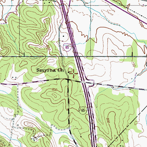 Topographic Map of Smyrna Church, TN