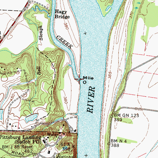 Topographic Map of Snake Creek, TN