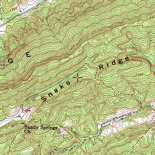 Topographic Map of Snake Ridge, TN