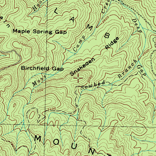 Topographic Map of Snakeden Ridge, TN