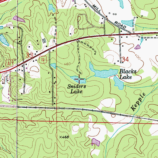 Topographic Map of Sniders Lake, AL