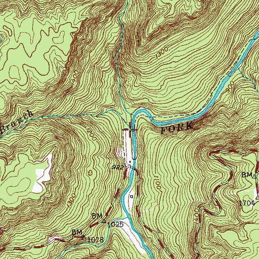 Topographic Map of Snap Branch, TN