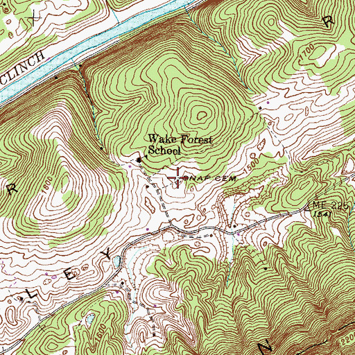 Topographic Map of Snap Cemetery, TN
