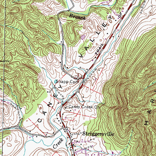 Topographic Map of Snapp Cemetery, TN
