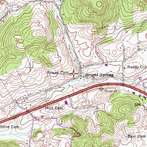 Topographic Map of Snapp Cemetery, TN
