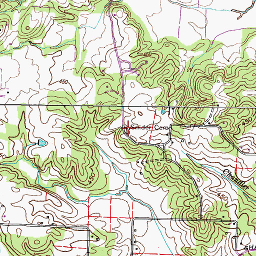 Topographic Map of Snider Cemetery, TN