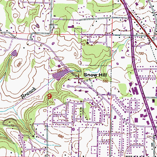 Topographic Map of Snow Hill, AL