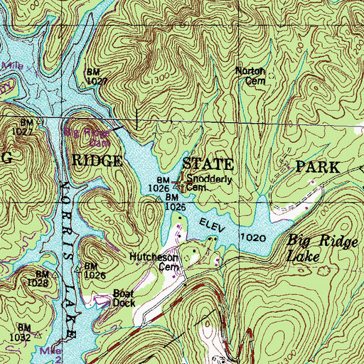 Topographic Map of Snodderly Cemetery, TN
