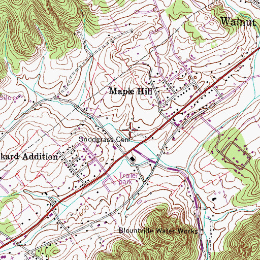 Topographic Map of Snodgrass Cemetery, TN