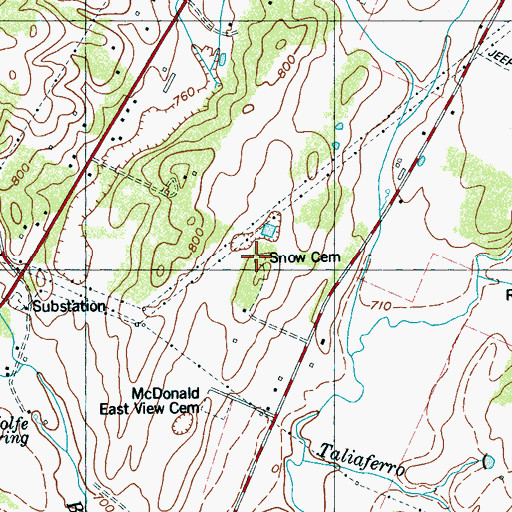 Topographic Map of Snow Cemetery, TN