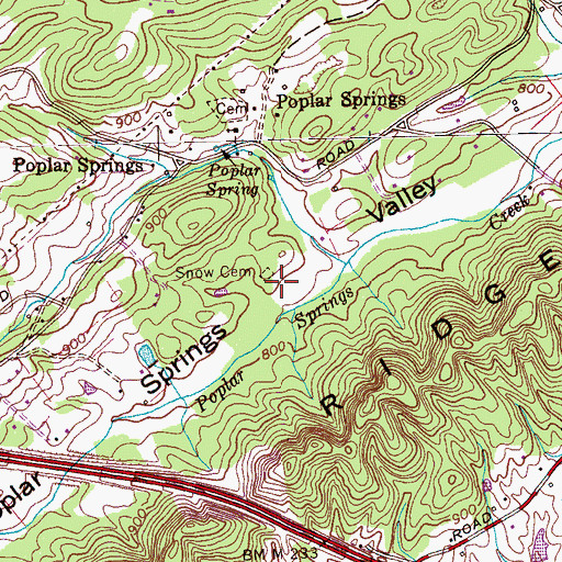 Topographic Map of Snow Cemetery, TN