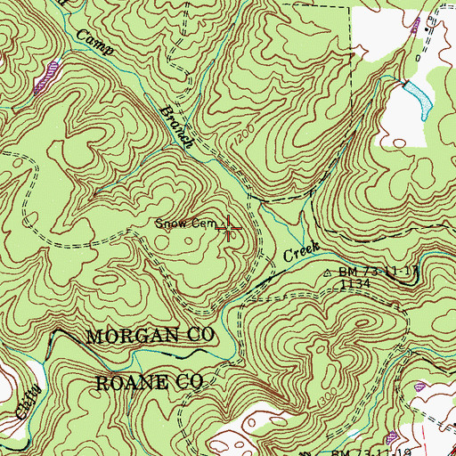 Topographic Map of Snow Cemetery, TN