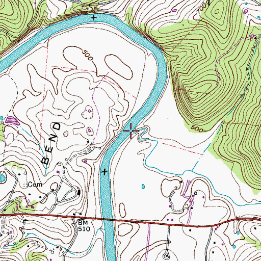 Topographic Map of Snow Creek, TN