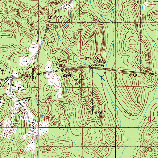 Topographic Map of Snow Hill Cemetery, AL