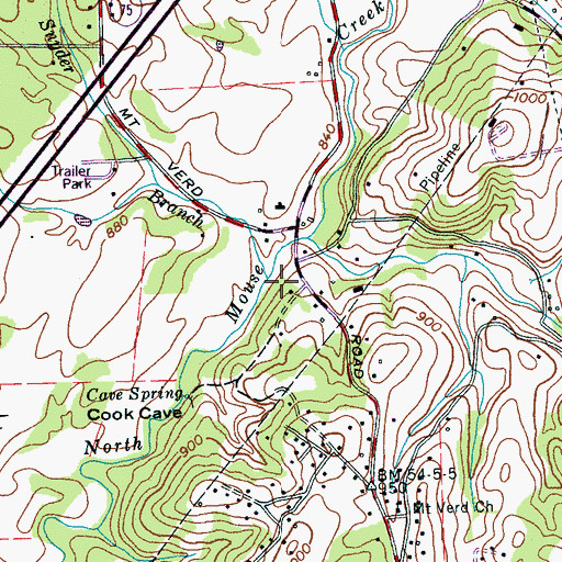 Topographic Map of Snyder Branch, TN