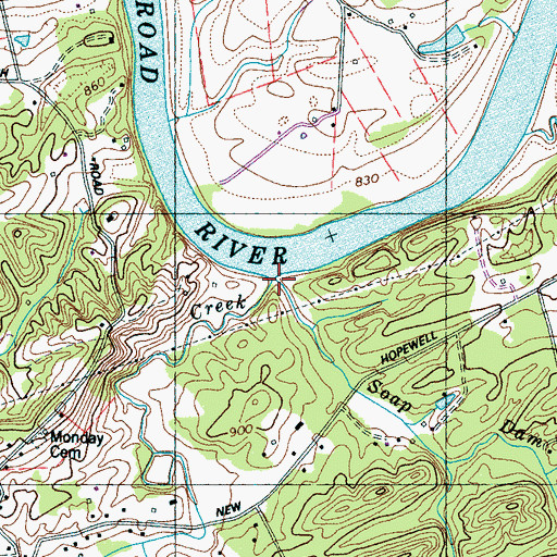 Topographic Map of Soap Dam Creek, TN