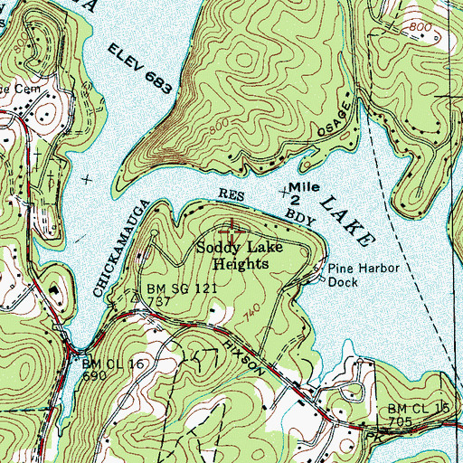 Topographic Map of Soddy Lake Heights, TN