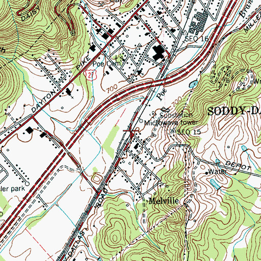 Topographic Map of Soddy-Daisy, TN