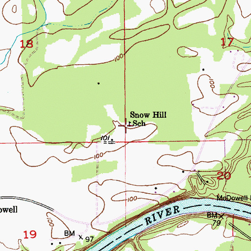 Topographic Map of Snow Hill School (historical), AL