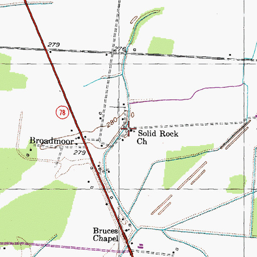 Topographic Map of Solid Rock Church, TN