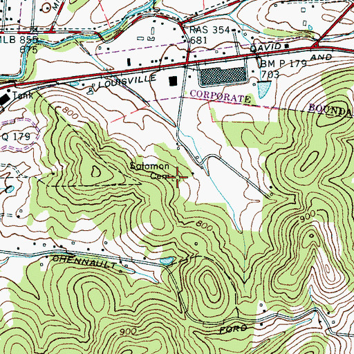 Topographic Map of Solomon Cemetery, TN