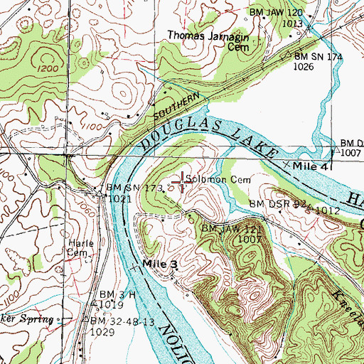 Topographic Map of Solomon Cemetery, TN
