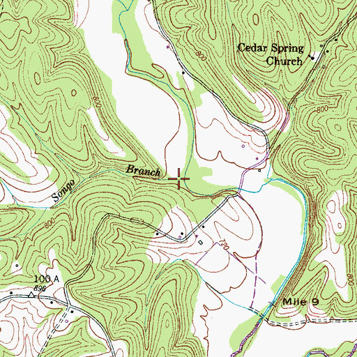 Topographic Map of Songo Branch, TN