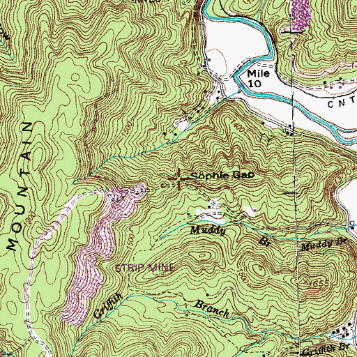 Topographic Map of Sophie Gap, TN