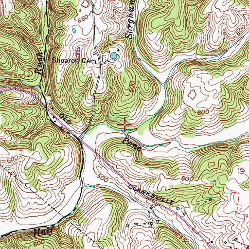 Topographic Map of Sorghum Branch, TN