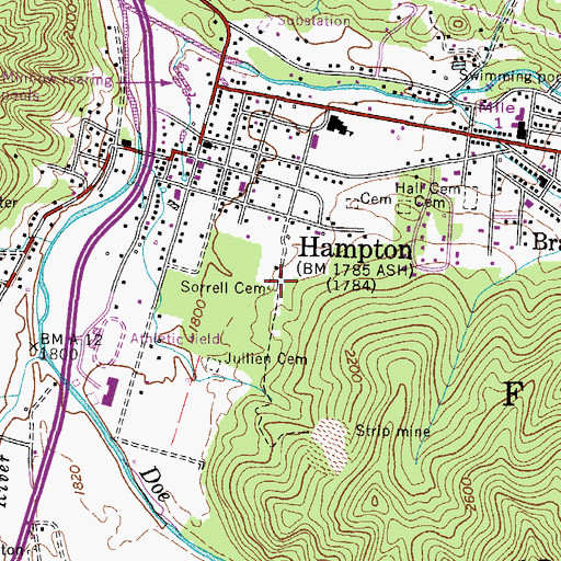 Topographic Map of Sorrell Cemetery, TN