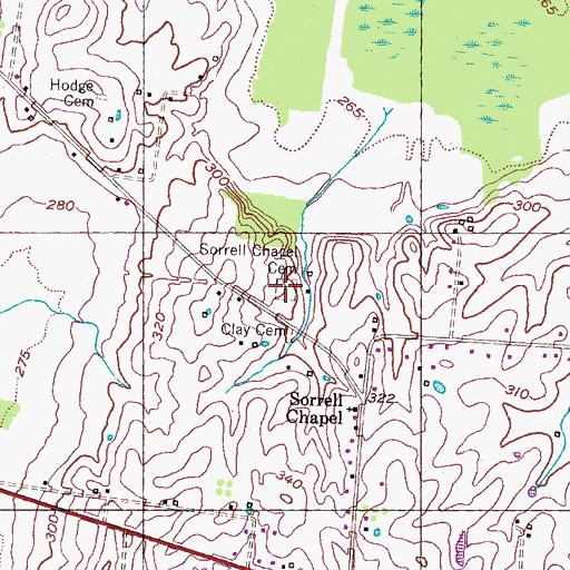 Topographic Map of Sorrell Chapel Cemetery, TN