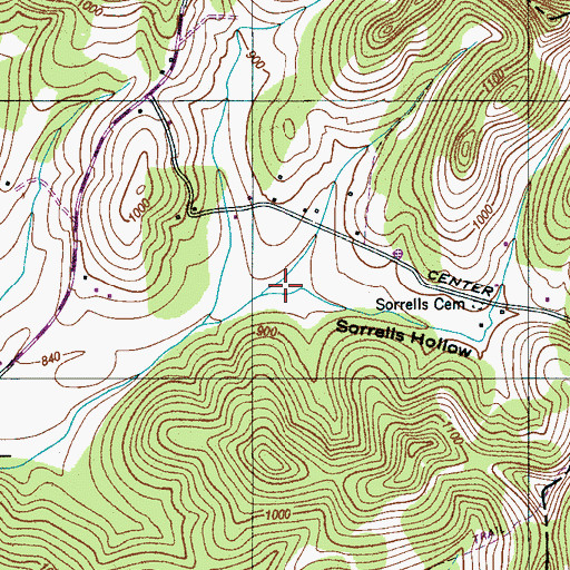Topographic Map of Sorrells Hollow, TN