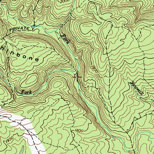 Topographic Map of South Fork Basin Creek, TN