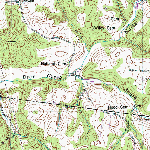 Topographic Map of South Fork Bear Creek, TN