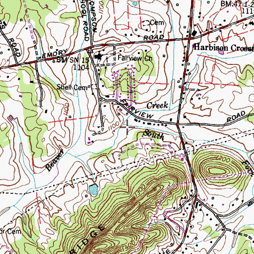 Topographic Map of South Fork Beaver Creek, TN