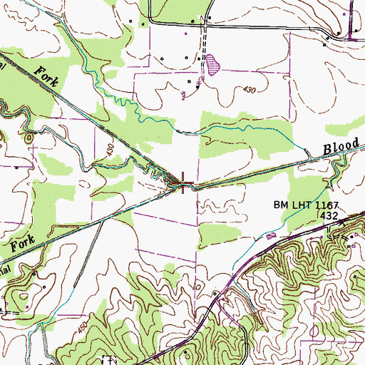 Topographic Map of South Fork Blood River, TN