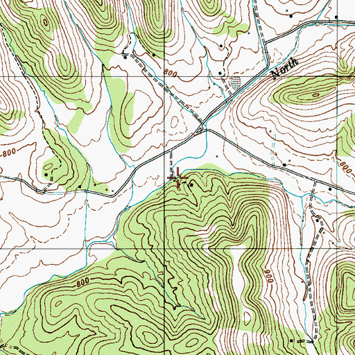 Topographic Map of South Fork Blue Creek, TN