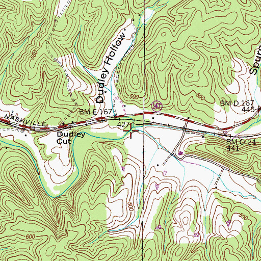 Topographic Map of South Fork Cane Creek, TN