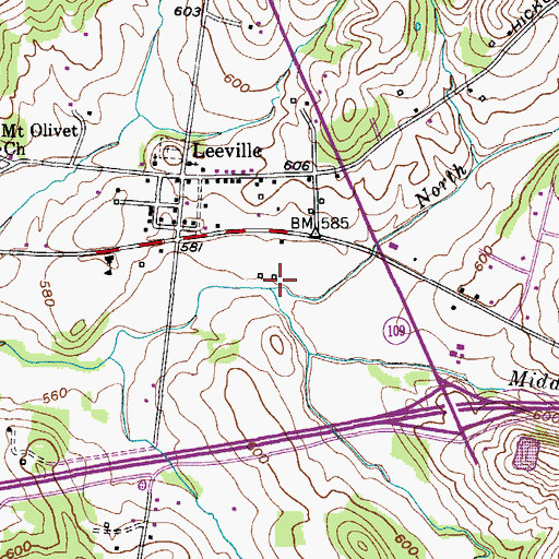 Topographic Map of South Fork Cedar Creek, TN