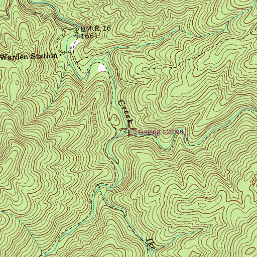 Topographic Map of South Fork Citico Creek, TN
