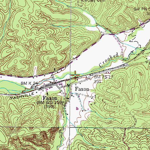Topographic Map of South Fork Crooked Creek, TN