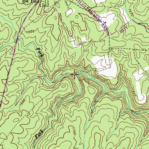 Topographic Map of South Fork Elmore Creek, TN