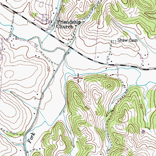 Topographic Map of South Fork Fountain Creek, TN