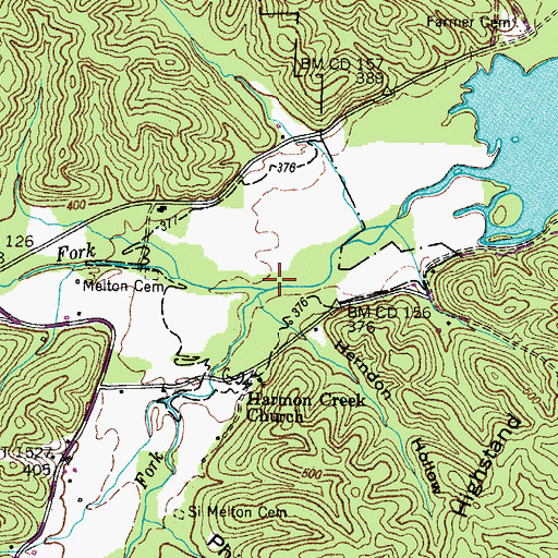 Topographic Map of South Fork Harmon Creek, TN