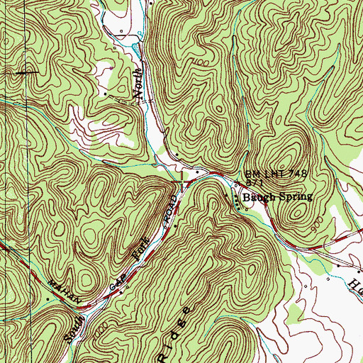 Topographic Map of South Fork Harris Creek, TN