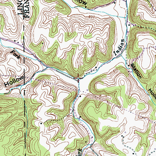 Topographic Map of South Fork Indian Creek, TN