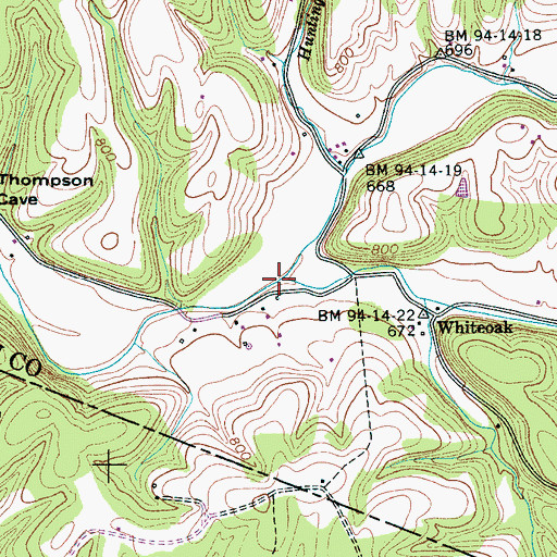 Topographic Map of South Fork Lick Creek, TN