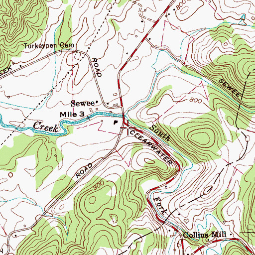 Topographic Map of South Fork Little Sewee Creek, TN