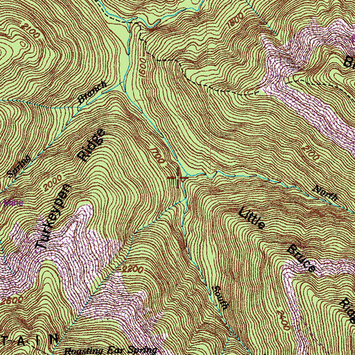 Topographic Map of South Fork Montgomery Fork, TN