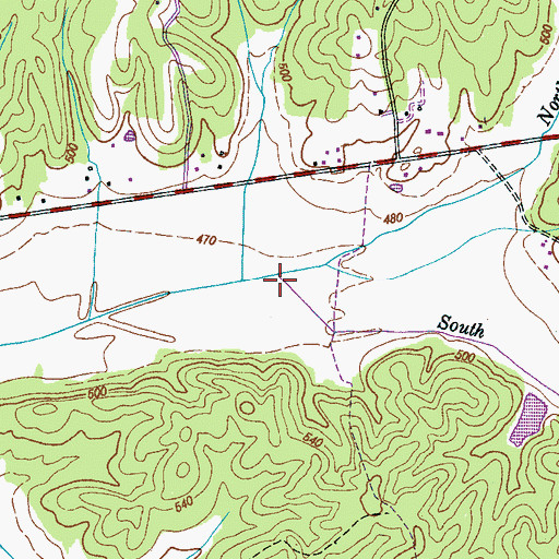 Topographic Map of South Fork Oxford Creek, TN